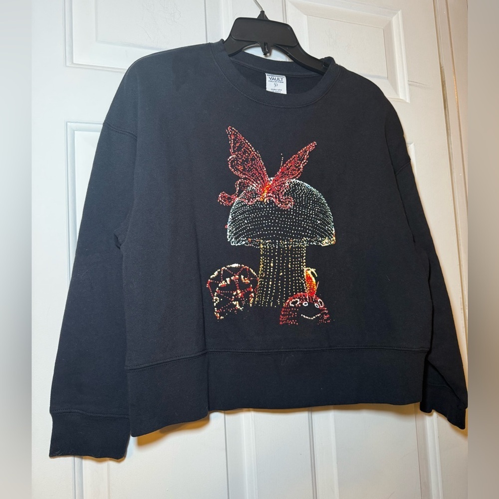 Disney Vault 50th Anniv. Electric Light Parade Black Crop Sweatshirt NWT Small